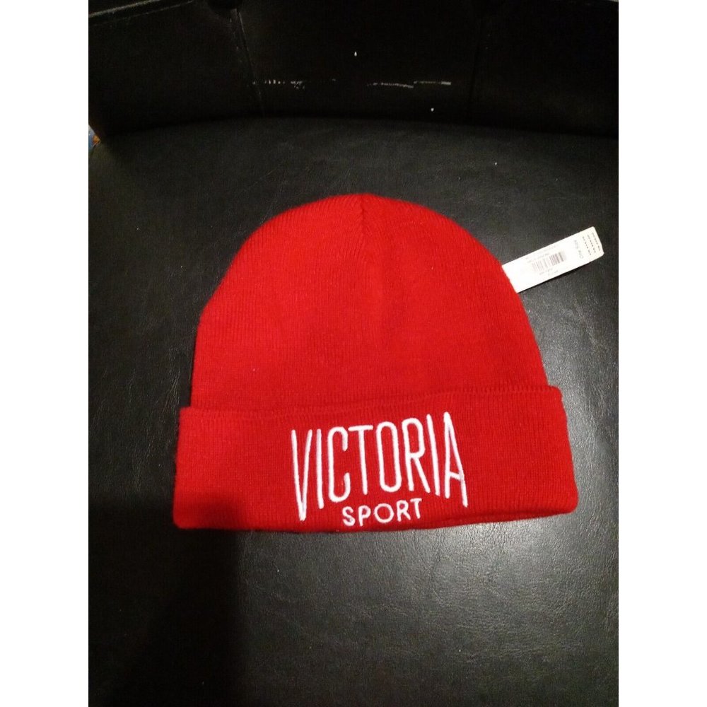 VICTORIA'S SECRET VICTORIA SPORT RED BEANIE HAT NEW WITH TAGS ONE SIZE - Picture 8 of 8